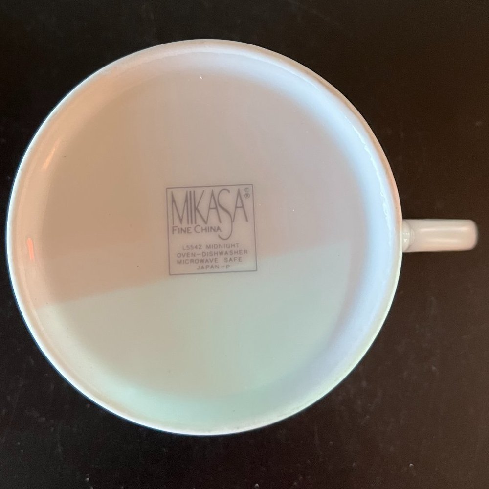 Mikasa Midnight Fine China Cup and Saucer Set Vintage Japan L5542 Black White - Picture 8 of 10